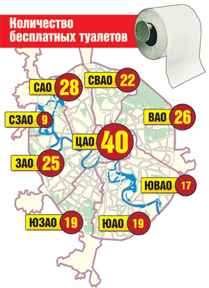 Количество стационарных туалетов на балансе Департамента ЖКХ в Москве