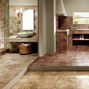 Керамический гранит. Интерьер квартиры-студии с туалетом.